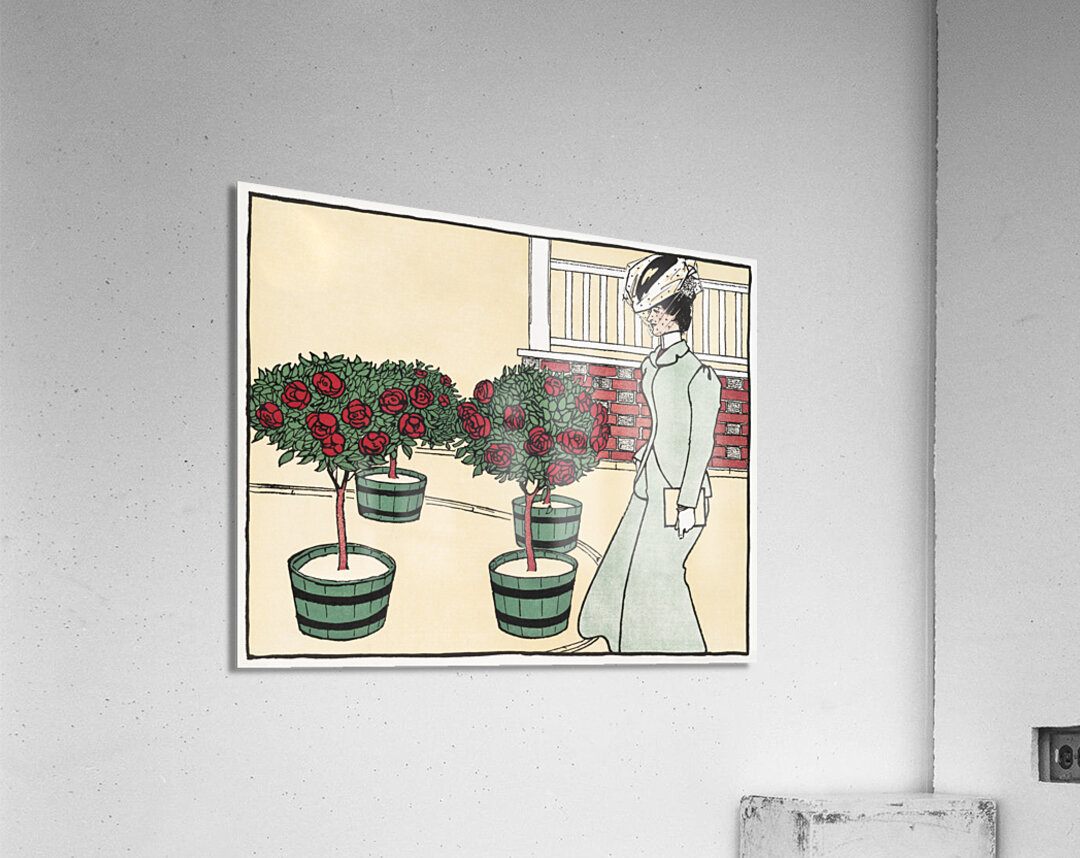 Woman in rose garden 1896  by Edward Penfield Acrylic Print