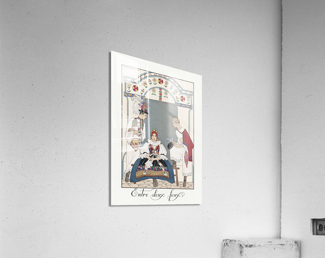 Entre deux feux 1923 fashion illustration  by George Barbier.  Acrylic Print