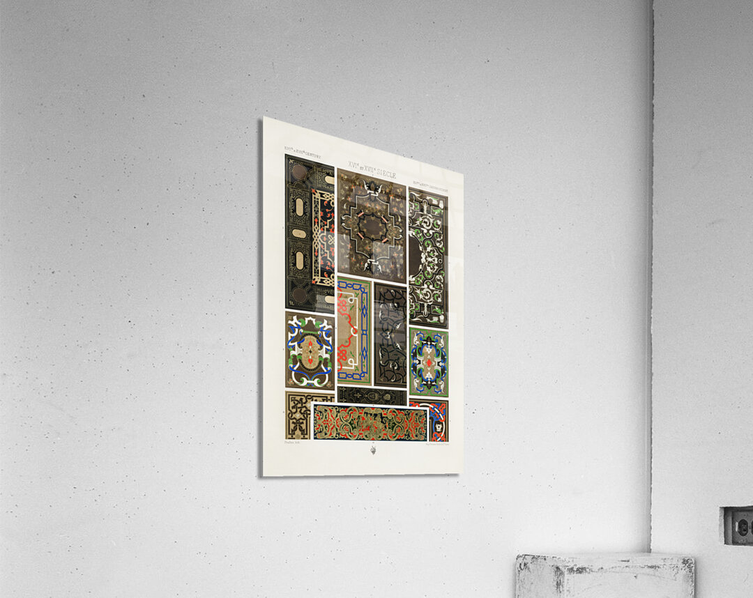 16th and 17th Century pattern. 1888 edition Lornement Polychrome by Albert Racine 1825–1893. Acrylic Print