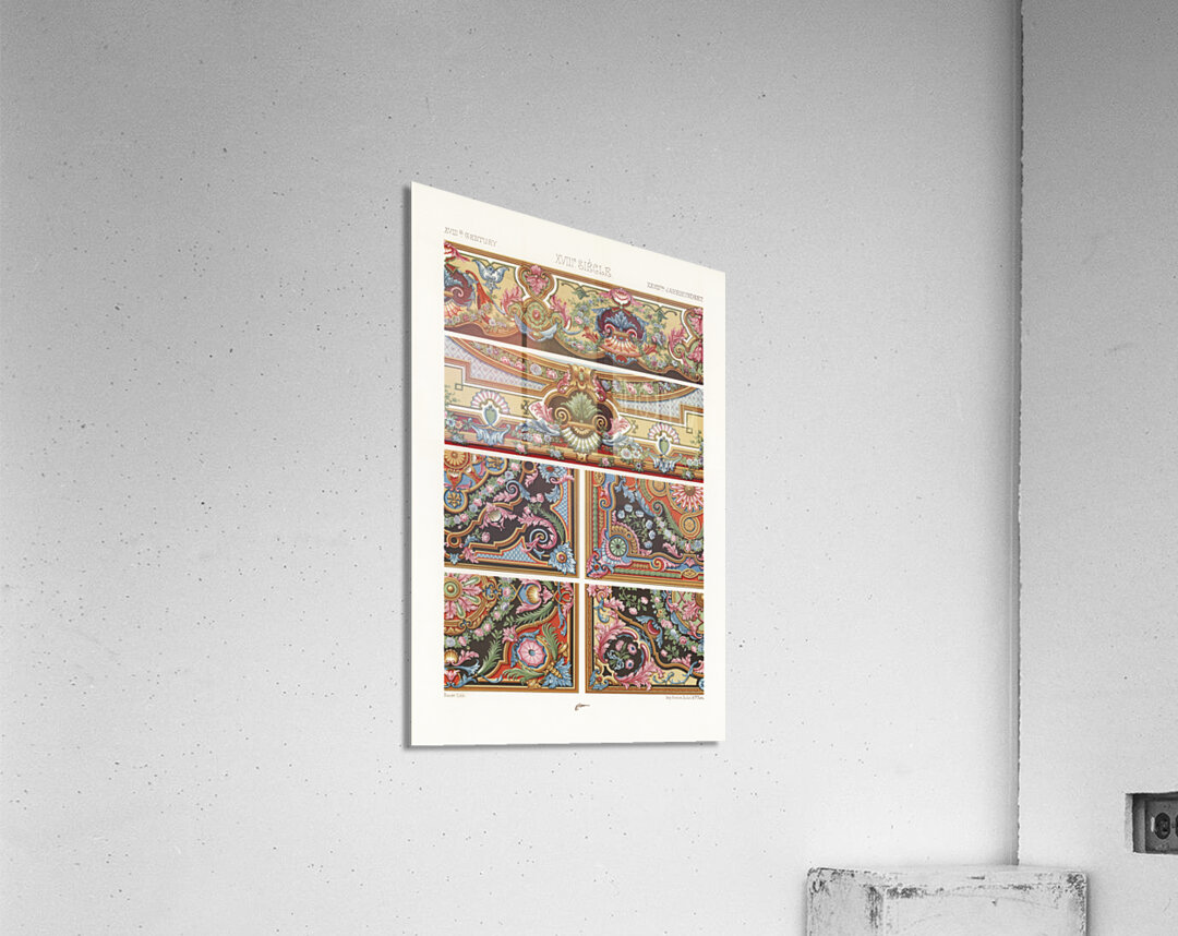 18th Century pattern. 1888 edition Lornement Polychrome by Albert Racine 1825–1893. Acrylic Print