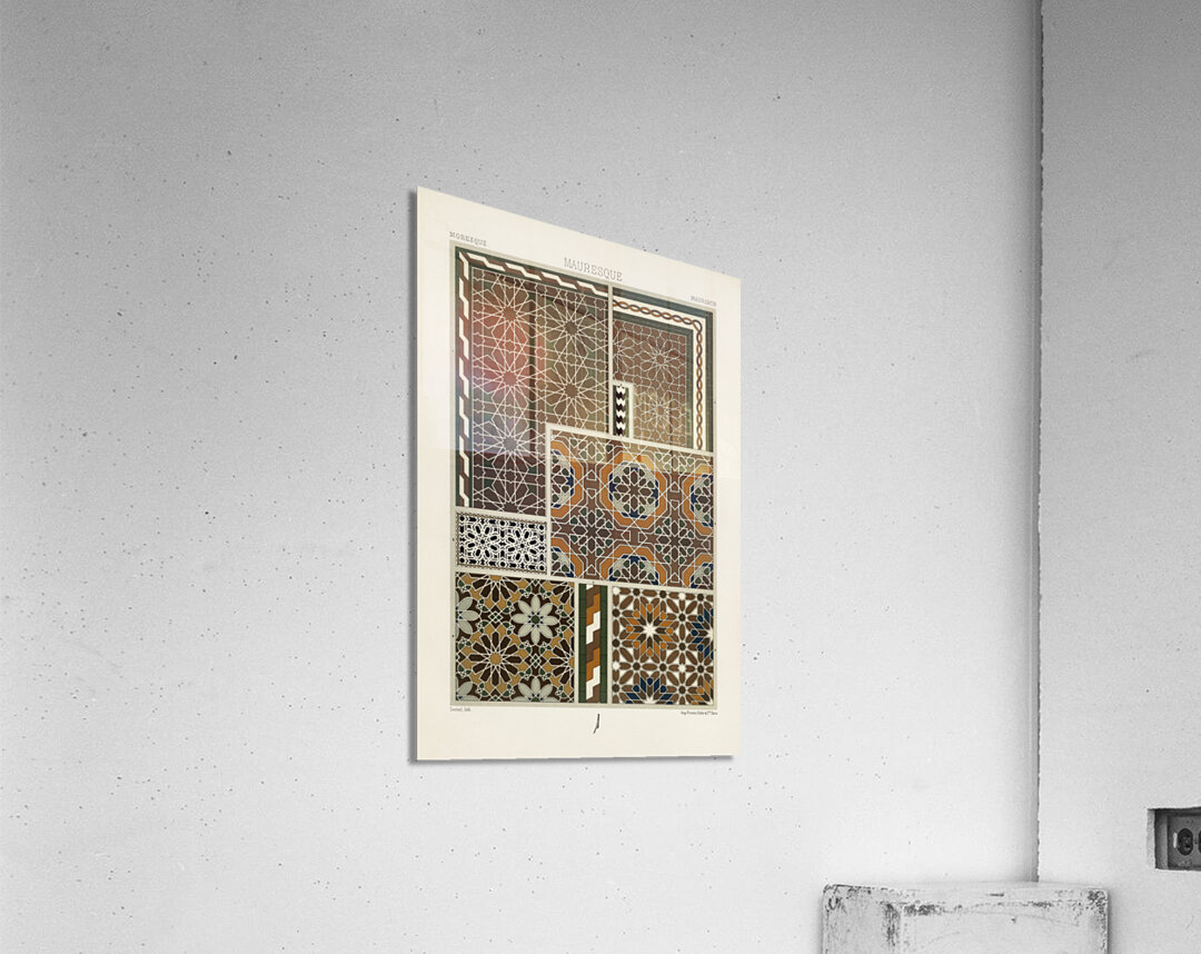 Moresque pattern. 1888 edition Lornement Polychrome by Albert Racine 1825–1893. Acrylic Print