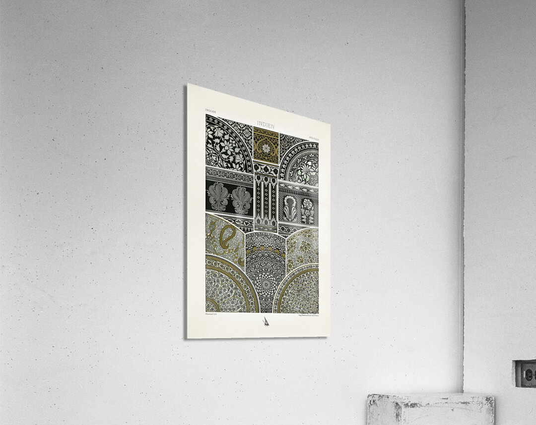 Indian pattern. 1888 edition Lornement Polychrome by Albert Racine 1825–1893. Acrylic Print