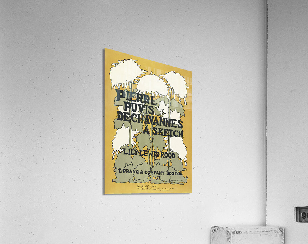 Pierre Puvis De chavannes a sketch Lily Lewis Rood 1895 book cover of flowers in art nouveau style by Ethel Reed .  Acrylic Print