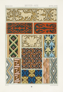 Middle-Ages pattern. 1888 edition Lornement Polychrome by Albert Racine 1825–1893.