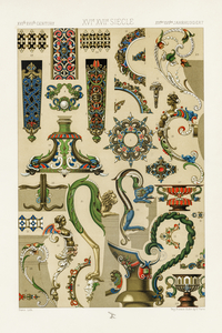16th and 17th Century pattern. 1888 edition Lornement Polychrome by Albert Racine 1825–1893.