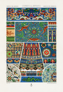 Chinese and Japanese pattern Lornement Polychrome 1888 by Albert Racinet 1825-1893. 1888 edition.