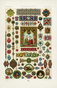 Renaissance pattern. 1888 edition Lornement Polychrome by Albert Racine 1825–1893.