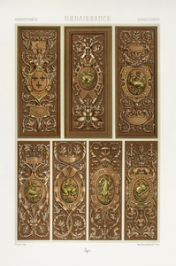 Renaissance pattern. 1888 edition Lornement Polychrome by Albert Racine 1825–1893.