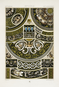 16th Century pattern. 1888 edition Lornement Polychrome by Albert Racine 1825–1893.