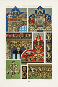 Renaissance pattern. 1888 edition Lornement Polychrome by Albert Racine 1825–1893.