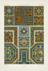 Renaissance pattern. 1888 edition Lornement Polychrome by Albert Racine 1825–1893.