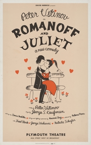 David Merrick presents Peter Ustinov in Romanoff and Juliet a new comedy 1960 Raymond Peynet French 1908 – 1999 Artcraft Lithograph Poster 1905–1970