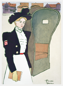 Woman holding book ca. 1890-1907 by Edward Penfield