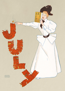 Woman lighting up firecrackers 1894 by Edward Penfield
