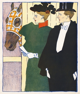 Woman holding a horse racing ticket 1895 by Edward Penfield