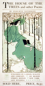 The House of the Trees ca.1895 vintage poster of a woman seated on lawn by Ethel Reed.