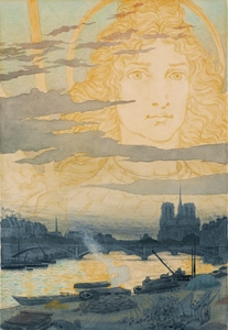 Sainte Geneviève Veillant Sur Paris 1898 Illustration by Eugène Samuel Grasset