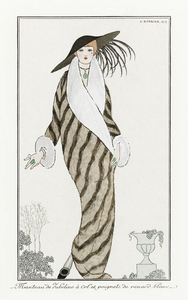 Costumes Parisiens: Manteau de Zibelin 1912 fashion illustration  by George Barbier. 