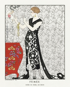 Fum&eacutee: Robe du soir de Beer 1921 fashion illustration  by George Barbier. 