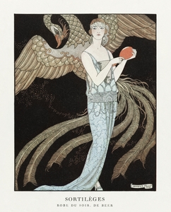 Sortil&egraveges: Evening dress de Beer 1922 fashion illustration  by George Barbier. 