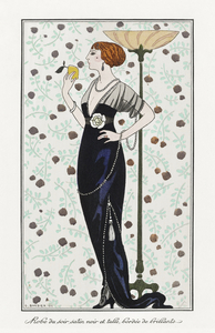 Costumes Parisiens: Grande robe du soir from Journal des Dames et des Modes 1913 fashion illustration  by George Barbier. 