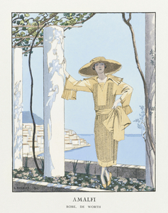 Amalfi. Robe de Worth from Gazette du Bon Ton No. 7 Pl. 54 1922 fashion illustration  by George Barbier. 