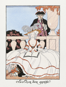 La Le&ccedilon bien apprise 1919 fashion illustration  by George Barbier. 