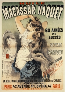 Huile De Macassar Naquet 1877 Poster by Jules Chéret