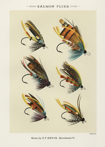 Vintage salmon flies poster