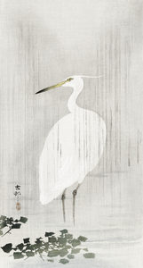 Egret in rain 1900 - 1930 by Ohara Koson 1877-1945.