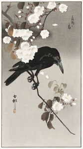 Crow and cherry blossom 1930 - 1975 by Ohara Koson 1877-1945.