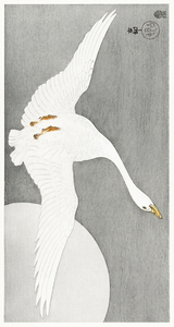 Goose at full moon 1900 - 1910 by Ohara Koson 1877-1945.