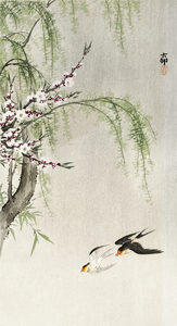 Swallows in flight 1900 - 1930 by Ohara Koson 1877-1945.