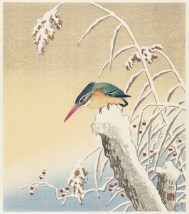 Kingfisher in the snow 1925 - 1936 by Ohara Koson 1877-1945.