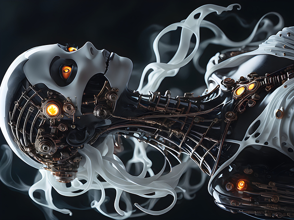 A Beautiful  Cyberpunk Nymph Ghost By ISHISH Print