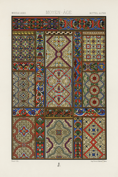 Middle-Ages pattern. 1888 edition Lornement Polychrome by Albert Racine 1825–1893. Print