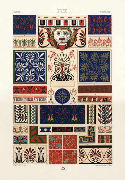 Greek pattern. 1888 edition Lornement Polychrome by Albert Racine 1825–1893. Print