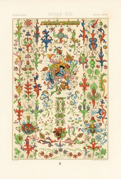 Medieval pattern. 1888 edition Lornement Polychrome by Albert Racine 1825–1893. Print