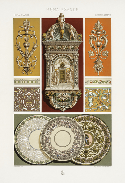 Renaissance pattern. 1888 edition Lornement Polychrome by Albert Racine 1825–1893. Print