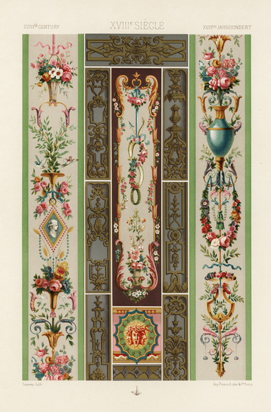 18th Century pattern. 1888 edition Lornement Polychrome by Albert Racine 1825–1893. Print