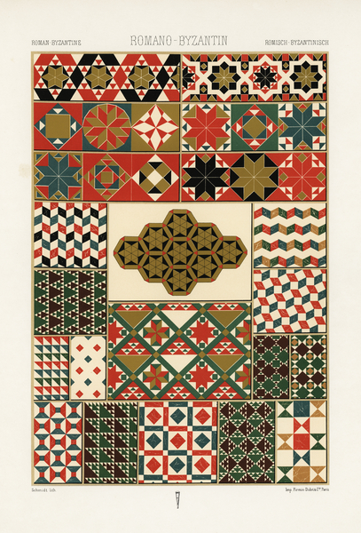 Roman-Byzantine pattern. 1888 edition Lornement Polychrome by Albert Racine 1825–1893. Print