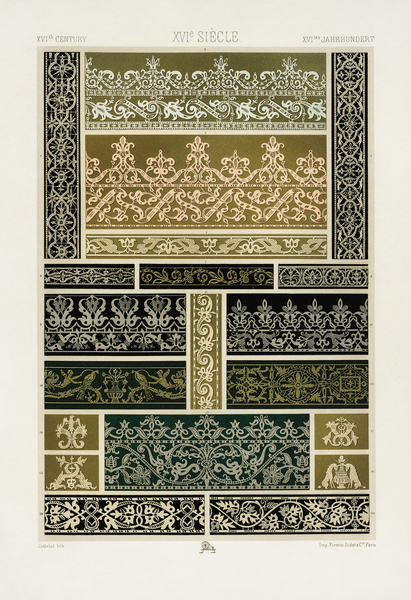 16th Century pattern. 1888 edition Lornement Polychrome by Albert Racine 1825–1893. Print