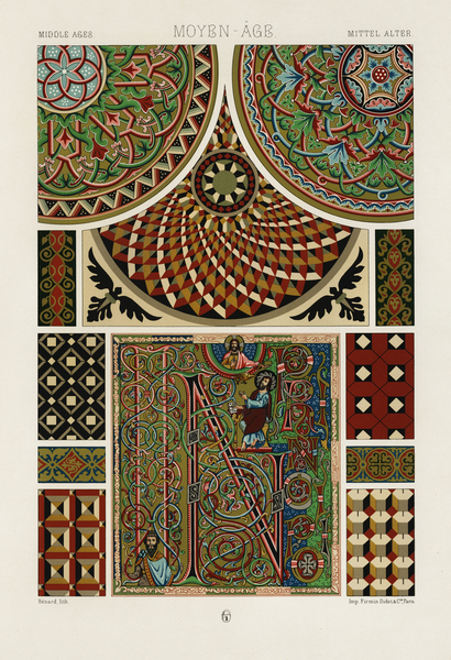Middle-Ages pattern. 1888 edition Lornement Polychrome by Albert Racine 1825–1893. Print