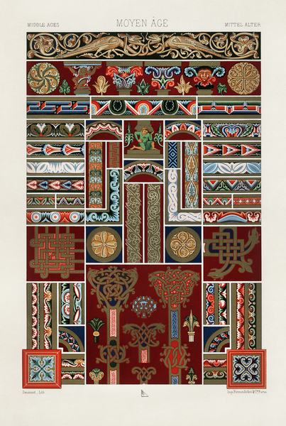 Middle-Ages pattern. 1888 edition Lornement Polychrome by Albert Racine 1825–1893. Print