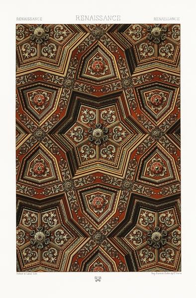 Renaissance pattern Lornement Polychrome 1888 by Albert Racinet 1825-1893. 1888 edition. Print