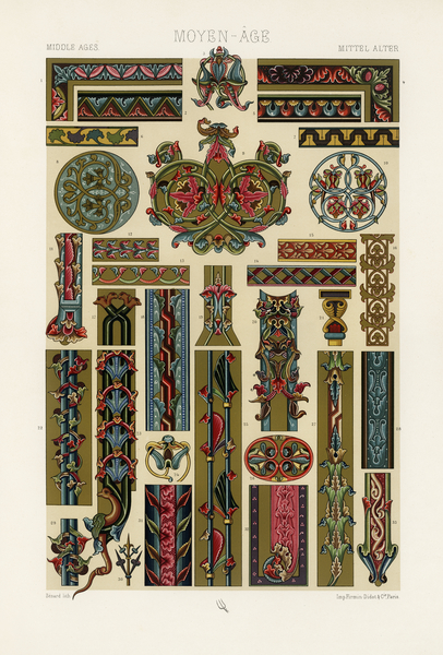 Middle-Ages pattern. 1888 edition Lornement Polychrome by Albert Racine 1825–1893. Print