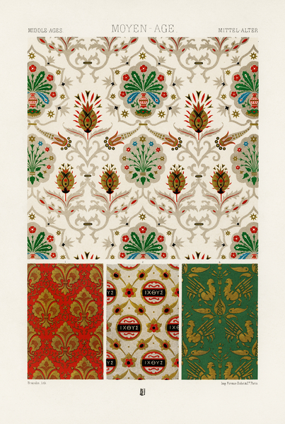 Middle-Ages pattern. 1888 edition Lornement Polychrome by Albert Racine 1825–1893. Print
