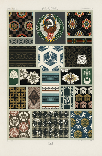Japanese pattern. 1888 edition Lornement Polychrome by Albert Racine 1825–1893. Print