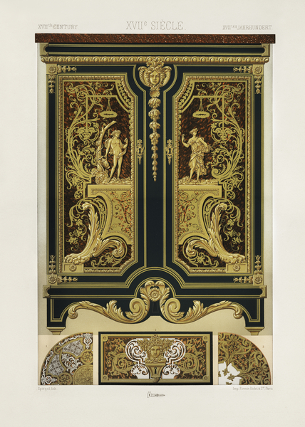 17th Century pattern. 1888 edition Lornement Polychrome by Albert Racine 1825–1893. Print