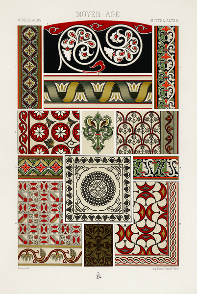 Middle-Ages pattern. 1888 edition Lornement Polychrome by Albert Racine 1825–1893. Print